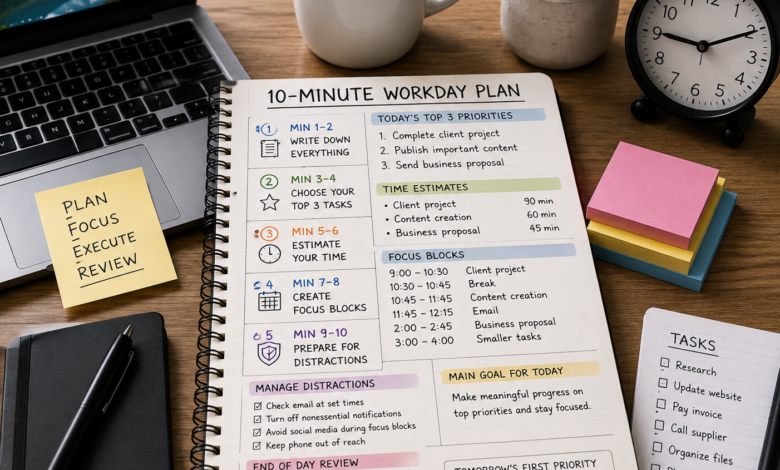 How to Plan Your Workday in 10 Minutes: A Simple Productivity System How to Plan Your Workday in 10 Minutes: A Simple Productivity System